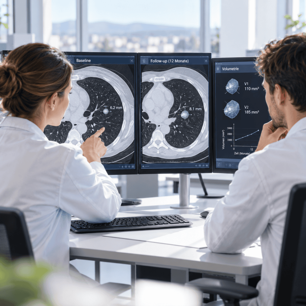 Lung-RADS im Lungenkrebsscreening mit CT-Verlaufskontrolle und Volumetrie