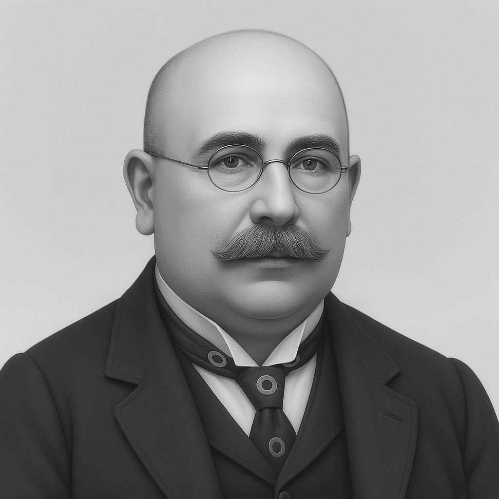 Albert Wojciech Adamkiewicz Porträt in Schwarz-Weiss, polnischer Anatom (1850–1921), quadratisches 3D-Bild