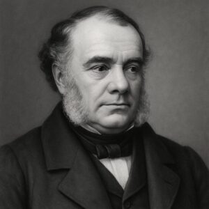 Thomas Addison (1793–1860), britischer Arzt – semi-realistisches Porträt im Stil des 19. Jahrhunderts, schwarz-weiss, mit Backenbart und historischer Kleidung.