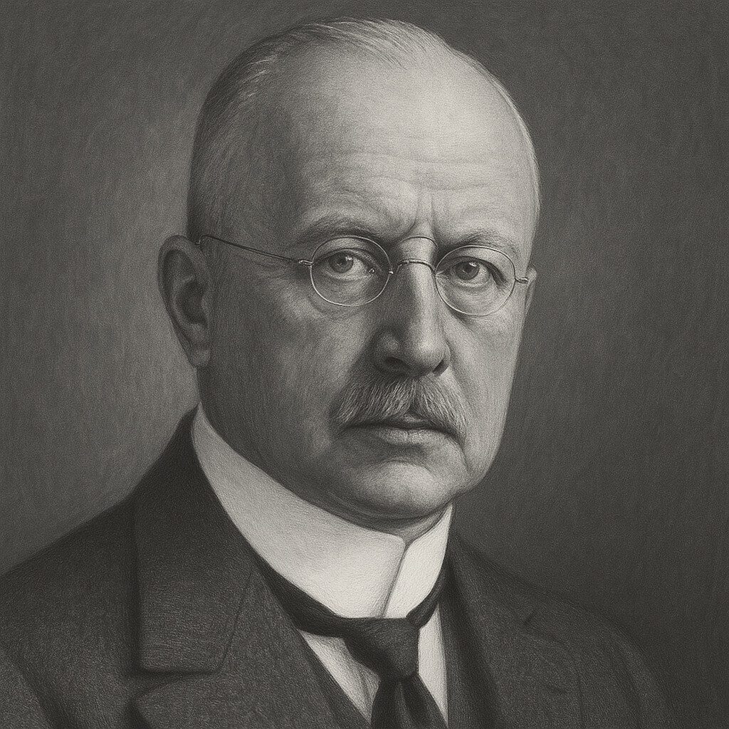 Heinrich Albers-Schönberg (1865–1921), deutscher Radiologe – Porträt in Schwarz-Weiss mit Brille und Schnurrbart, ruhiger Ausdruck, historischer Anzug.