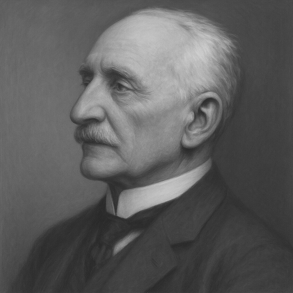 Porträt von Karl Samuel Andersch (1732–1777) in Schwarz-Weiss, im Profil mit Schnurrbart, Anzug und hohem Hemdkragen, neutraler Hintergrund.