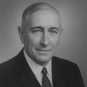 Arthur Bankart, britischer Chirurg und Pionier der Schulterchirurgie, geglättetes Schwarz-Weiss-Porträt im Wegbereiter-Stil für radiologie24.ch.