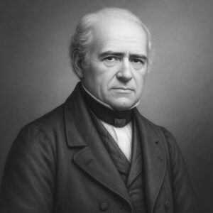 Hans-Karl Barkow, deutscher Anatom und Anthropologe des 19. Jahrhunderts, stilisiertes Schwarz-Weiss-Porträt im Wegbereiter-Stil für radiologie24.ch.