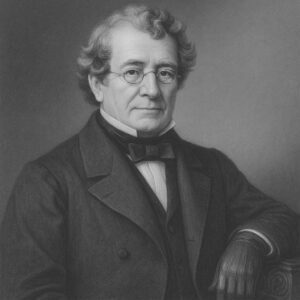 John Rhea Barton (1794–1871), US-amerikanischer Orthopäde und Namensgeber der Barton-Fraktur, stilisiertes Schwarz-Weiss-Porträt im Wegbereiter-Stil für radiologie24.ch.