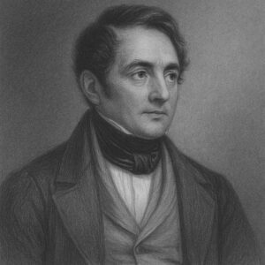 Karl Adolph von Basedow (1799–1854), deutscher Arzt und Namensgeber der Basedow-Krankheit, stilisiertes Schwarz-Weiss-Porträt im Wegbereiter-Stil für radiologie24.ch.