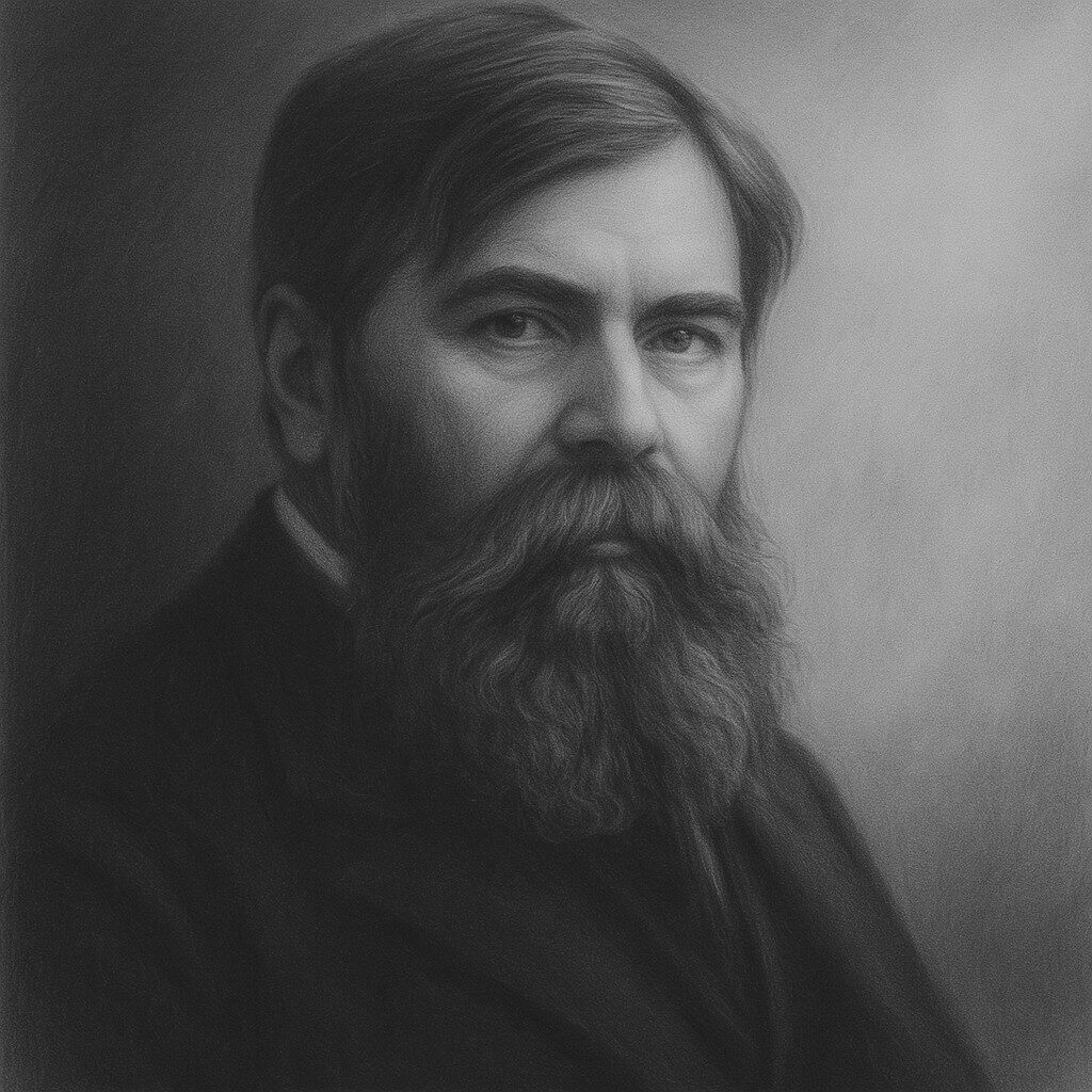 Vladimir Bechterew (1857–1927), russischer Neurologe und Namensgeber der Bechterew-Krankheit, stilisiertes Schwarz-Weiss-Porträt im Wegbereiter-Stil für radiologie24.ch.