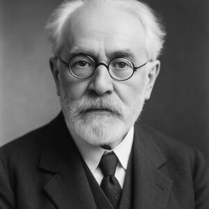 Antoine Béclère (1856–1939), französischer Radiologe und Pionier der medizinischen Röntgentechnik, stilisiertes Schwarz-Weiss-Porträt im Wegbereiter-Stil für radiologie24.ch.