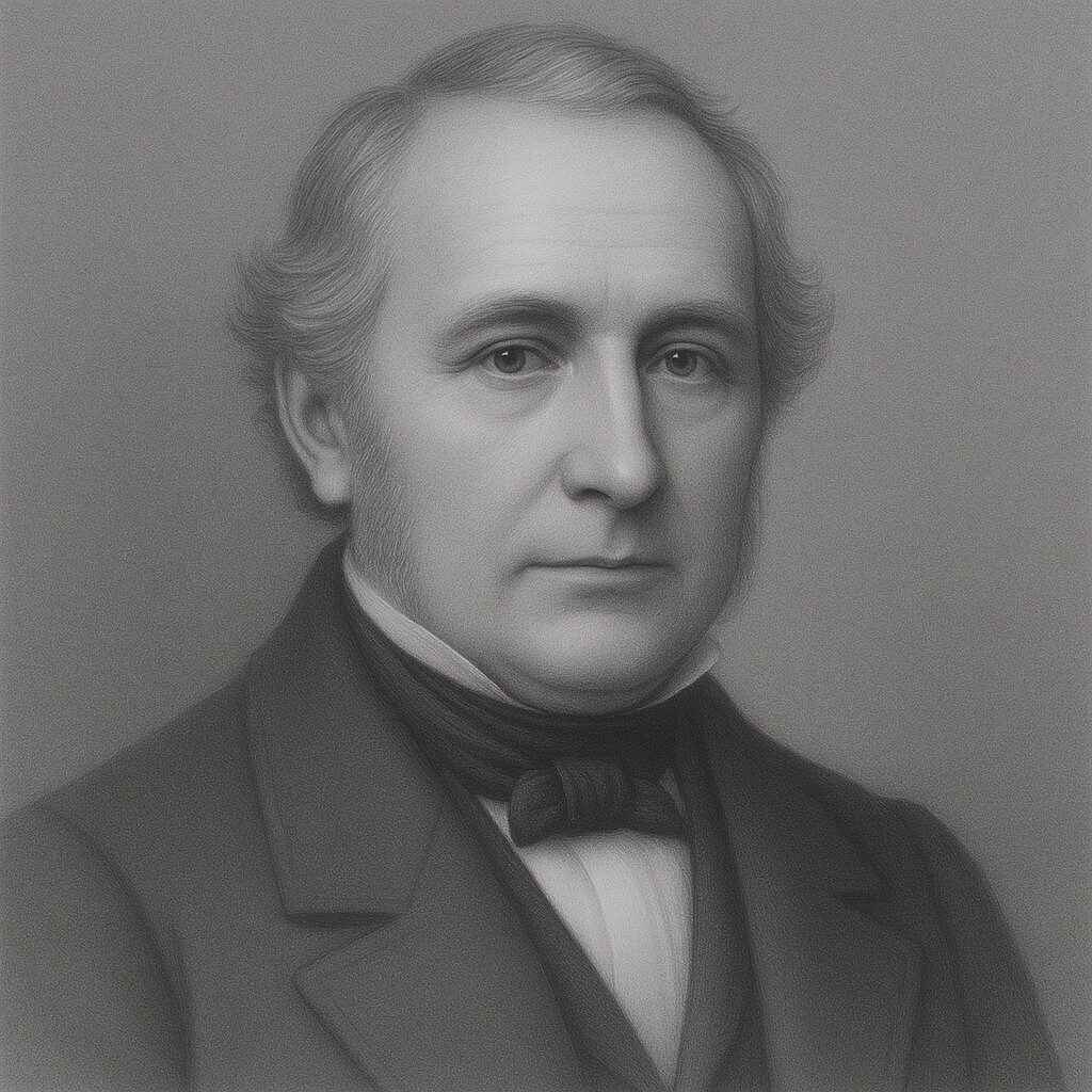 Stilisiertes Portrait von Gottlieb Heinrich Bergmann (1781–1861) in Schwarz-Weiss, im Stil eines Mediziners des 19. Jahrhunderts – neutraler Hintergrund, ruhiger Ausdruck, geglätteter semi-realistischer Stil.