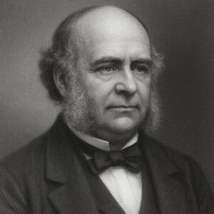 Porträt von Pierre Paul Broca (1824–1880) im Wegbereiter-Stil in Schwarz-Weiss, mit Koteletten, Fliege und neutralem Hintergrund