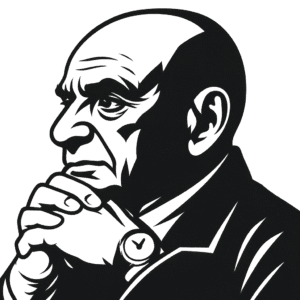 Jacques Caroli Porträt im Holzschnitt-Stil – französischer Radiologe (1902–1979), bekannt für die Beschreibung des Caroli-Syndroms.