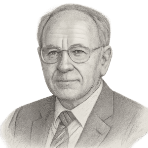 Theodor Dihlmann Porträtzeichnung in Bleistift – Wegbereiter der Radiologie (1922–2011), realistischer Stil, quadratisch 800×800 px