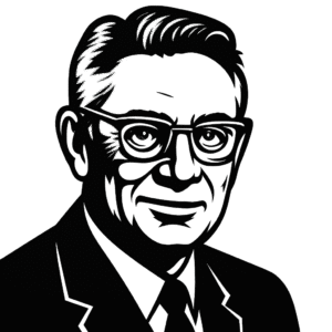 Conn, Jerome Porträt als Scherenschnitt im Holzschnitt-Stil, schwarz-weiss, 800×800 px, transparent