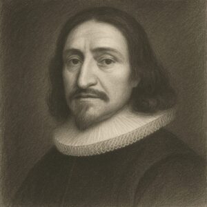 Porträt von Johann Heinrich Glaser (1629–1675) im klassischen Bleistiftstil mit barocker Kleidung, feiner Schraffur und würdevoller Ausstrahlung.