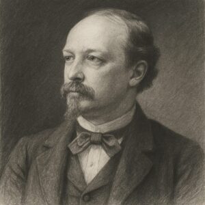 Porträt von Friedrich Goll (1829–1903) im klassischen Bleistiftstil mit feiner Schraffur, dunklem Hintergrund und charakteristischem Kinnbart.