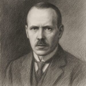 Porträt von Maximilian Groedel (1881–1951) im klassischen Bleistiftstil mit feiner Schraffur, dunklem Hintergrund und würdevoller Ausstrahlung.