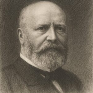 Porträt von Johann von Gudden im klassischen Bleistiftstil mit feiner Schraffur, markantem Bart und dunklem Atelierhintergrund.