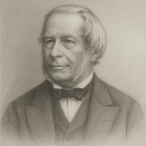 Friedrich Gustav Jacob Henle als realistische Bleistiftzeichnung in Schwarz-Weiss mit geglättetem Atelierhintergrund.