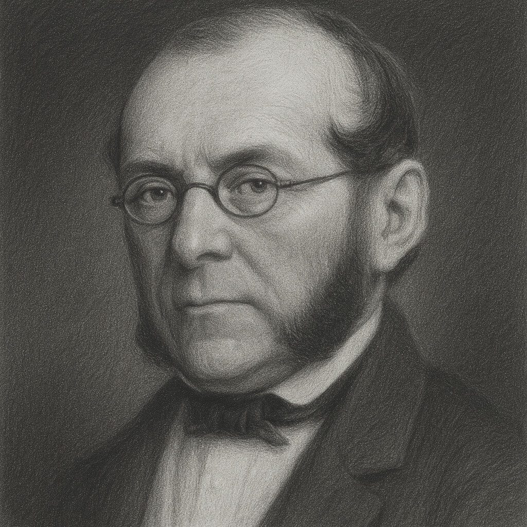 Schwarz-Weiss-Bleistiftporträt von Rokitansky, Karl von (1804-1874) mit Brille und Koteletten, im klassischen Atelierstil – ideal für medizinisch-historische Biografien auf radiologie24.ch.