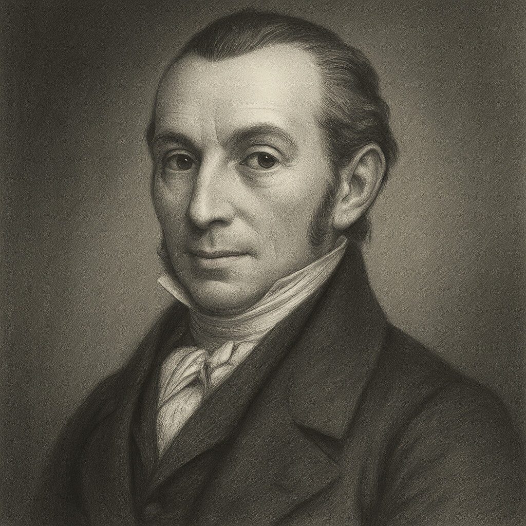 Caspar Wolff Porträt in Schwarz-Weiss, realistischer Bleistiftstil mit abgedunkeltem Hintergrund, Wegbereiter-Reihe