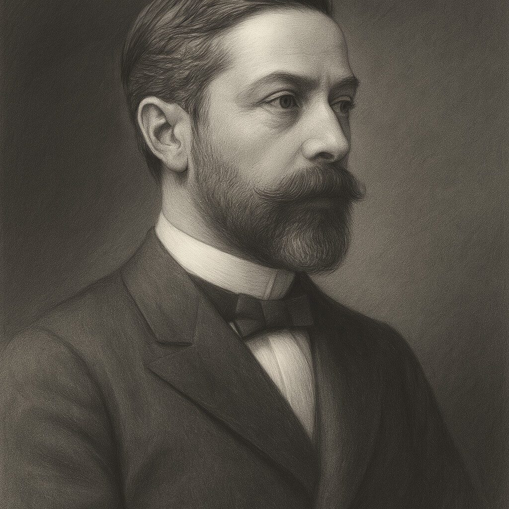 Porträt eines bärtigen Mannes im klassischen Bleistiftstil mit dunklem Hintergrund – Wegbereiter-Reihe, Schwarz-Weiss, stilvoll und würdevoll