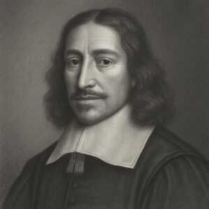 Realistisches Schwarz-Weiss-Porträt von Giulio Cesare Aranzi mit geglättetem, dunklem Hintergrund im Atelierstil der Wegbereiter-Serie auf radiologie24.ch.