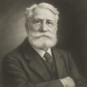 Ludwig Georg Courvoisier (1843–1918) – realistisches Atelier-Bleistiftporträt in Schwarz-Weiss, würdevoller Ausdruck, dunkler Hintergrund.