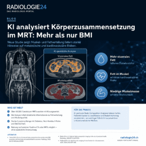 KI-gestützte Analyse von Muskelmasse und Fettverteilung in MRT-Aufnahmen zur Risikobewertung bei metabolischen und kardiovaskulären Erkrankungen.