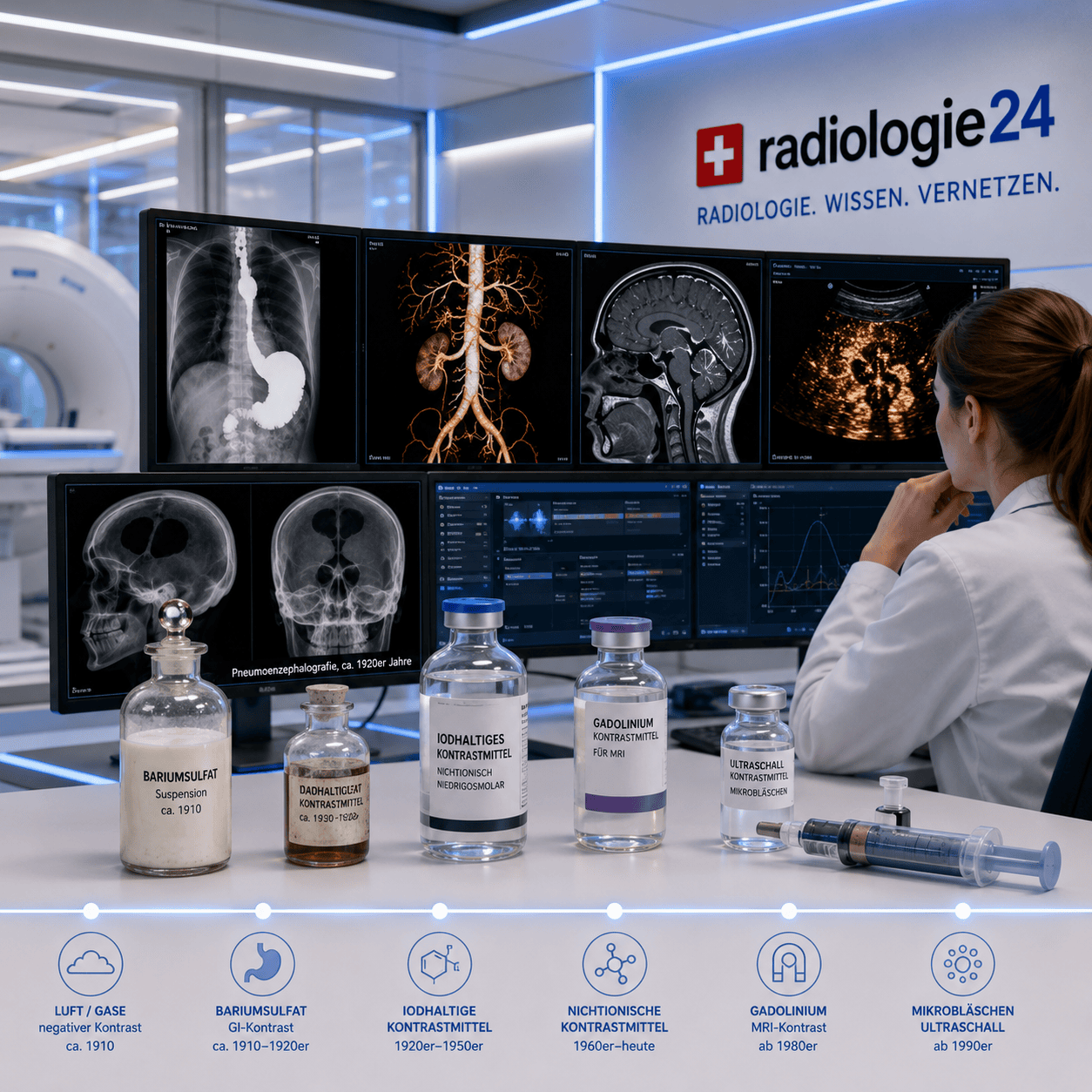 Geschichte der Kontrastmittel in der Radiologie – von Barium und Iod bis Gadolinium und Mikrobläschen