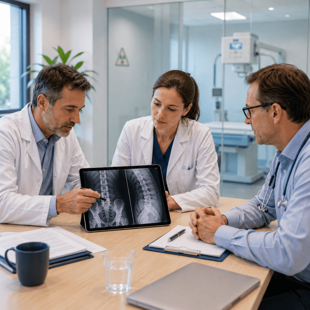 Ärztliche Besprechung radiologischer Röntgenaufnahmen der LWS