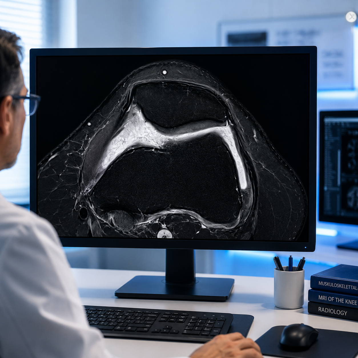 Arthrofibrose des Kniegelenks im MRI am radiologischen Befundarbeitsplatz