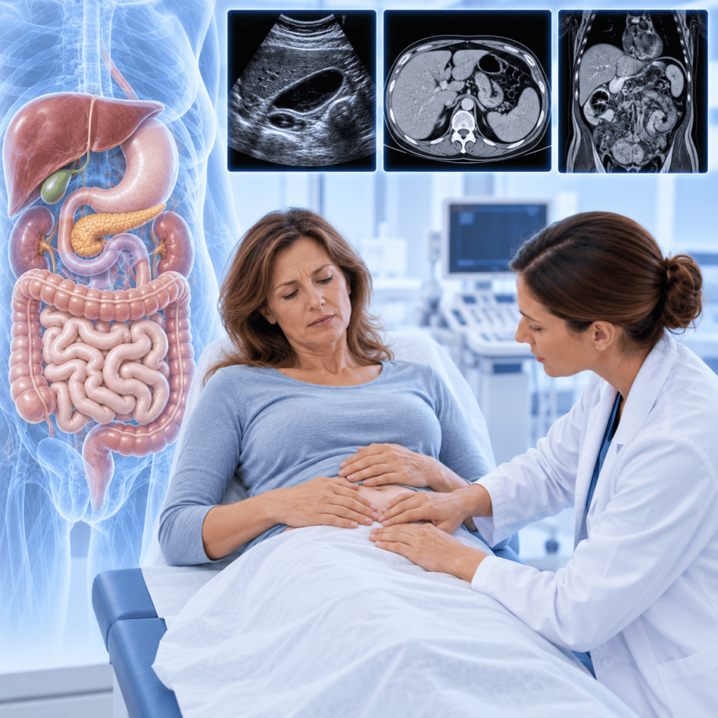 Bauchschmerzen – bildgebende Diagnostik mit Ultraschall, CT und MRI