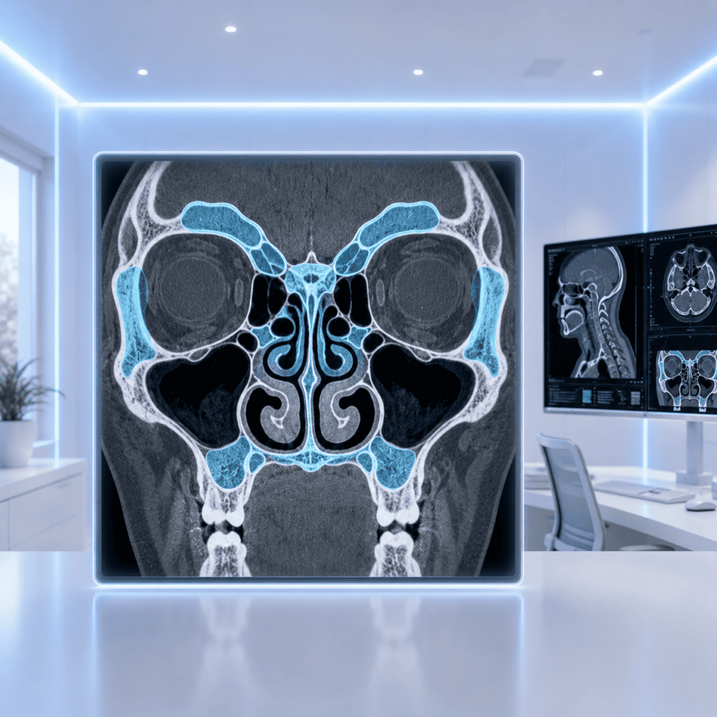 CT der Nasennebenhöhlen mit Darstellung anatomischer Normvarianten