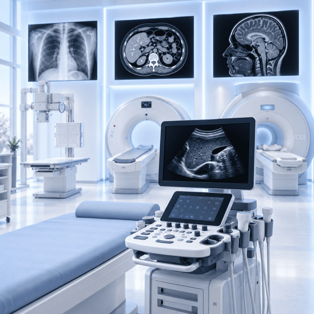 Ultraschallgerät mit Röntgen, CT und MRI als ergänzende bildgebende Verfahren