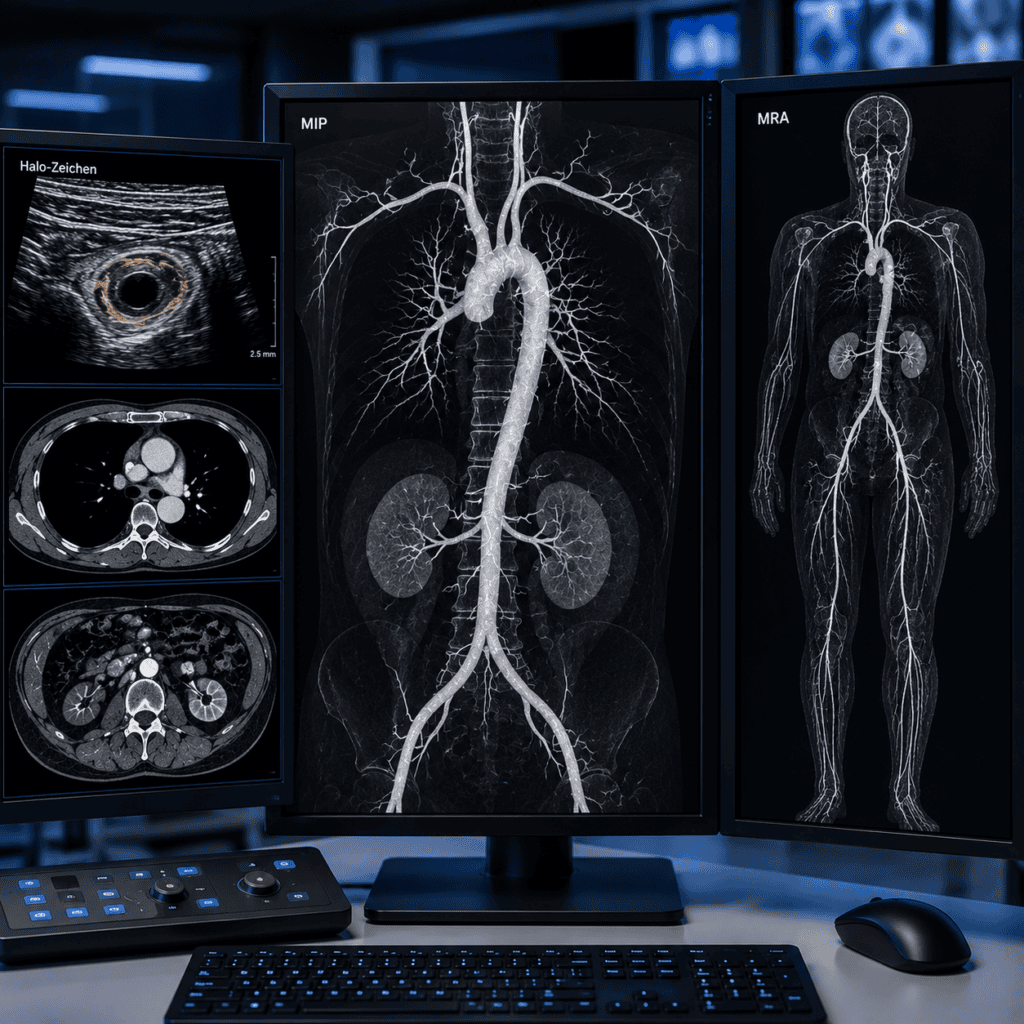 Bildgebung bei Grossgefässvaskulitis mit Ultraschall, CT-MIP und MR-Angiografie