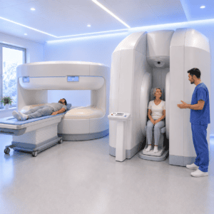 Offenes MRI und Upright-MRI mit liegendem und sitzendem Patienten