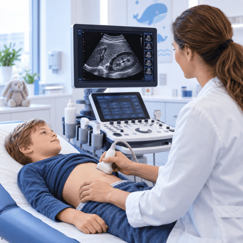 Ultraschalluntersuchung des Bauches bei einem Kind