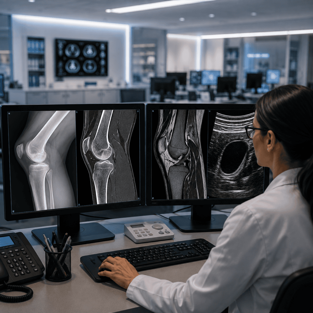 Ultraschall, Röntgen, CT und MRI im Vergleich am radiologischen Befundarbeitsplatz