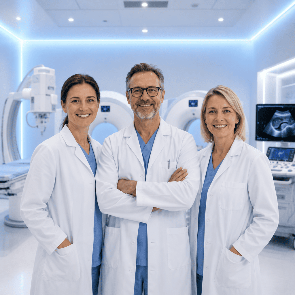 Radiologinnen und Radiologe in einer modernen radiologischen Abteilung